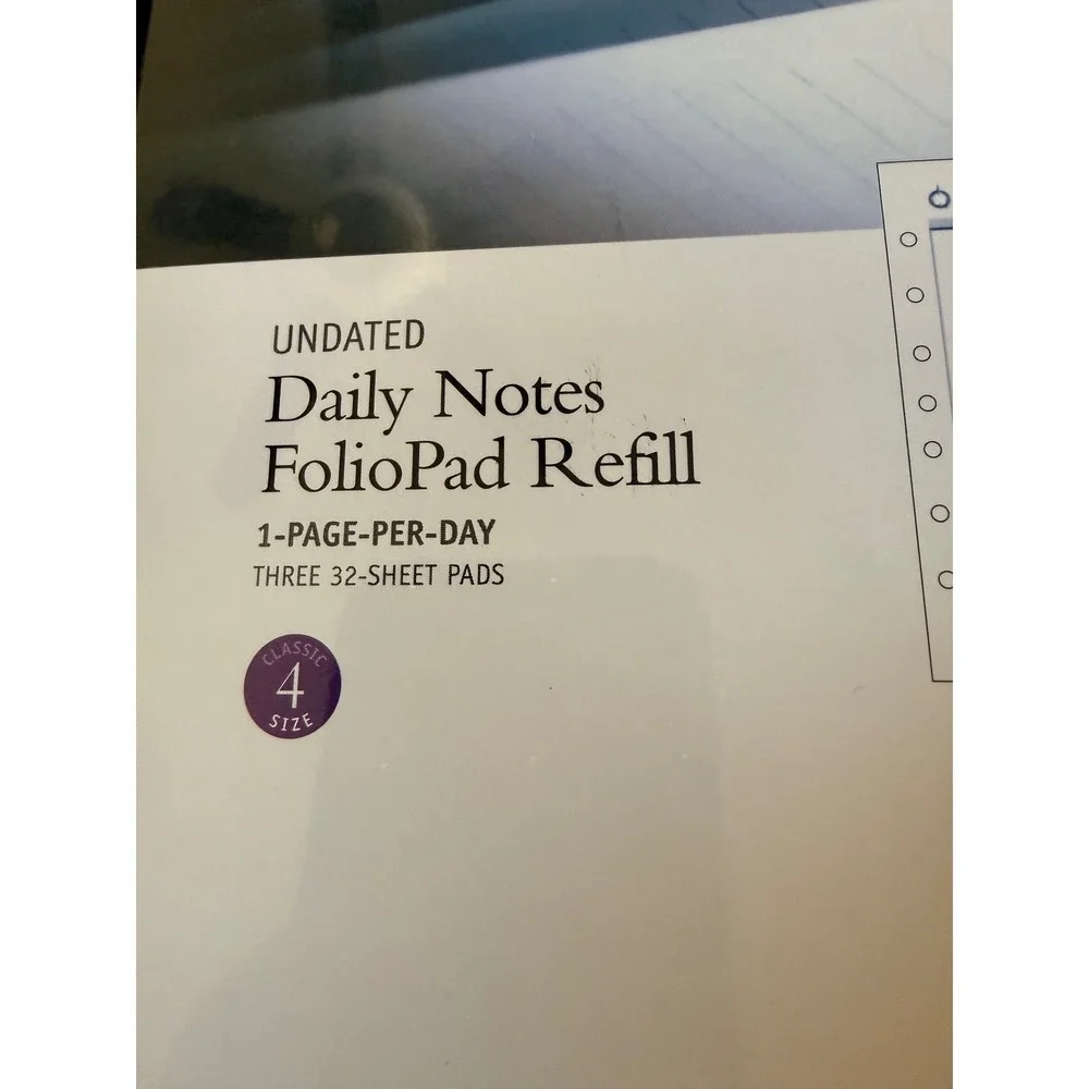 FranklinCovey Undated Daily Notes FolioPad Refill Classic Size 4 31277 3-Pack